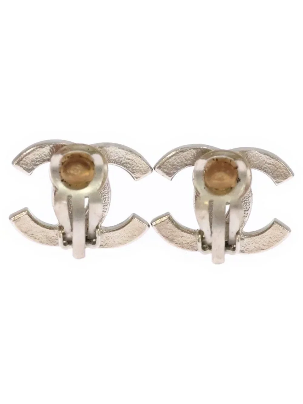 Chanel CC Logo Earrings Silver